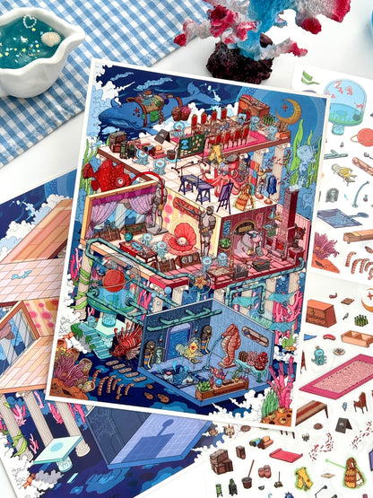 【Christmas Card】Christmas 3D DIY Miniature Sticker - 12 Scene Stickers