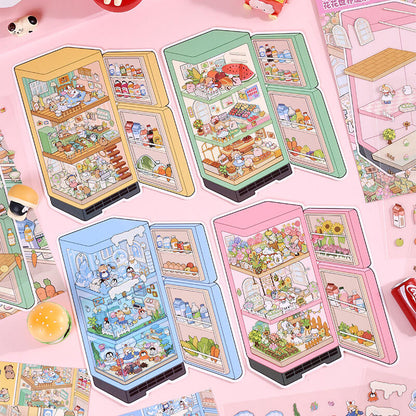【Surprise Refrigerator】3D DIY Miniature Sticker - 4 Scene Stickers (16*21cm)