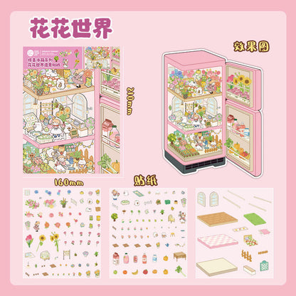 【Surprise Refrigerator】3D DIY Miniature Sticker - 4 Scene Stickers (16*21cm)