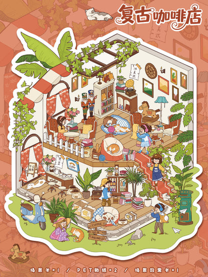 【Shop】3D Beautiful Scene Sticker - 4 Miniature Stickers ((27.5*19cm)