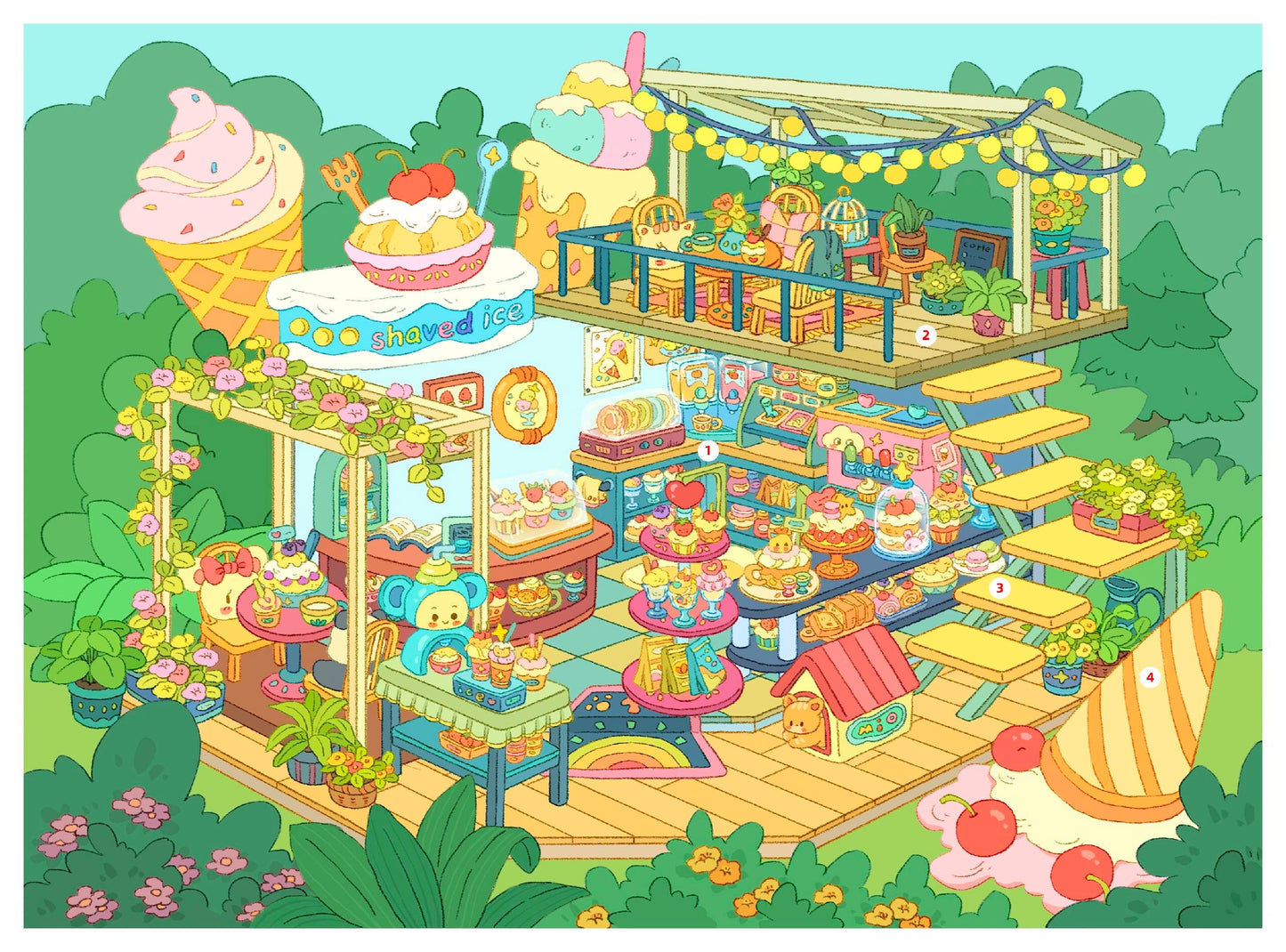 【D7】3D DIY Magic Scene Sticker - 4 Miniature Stickers