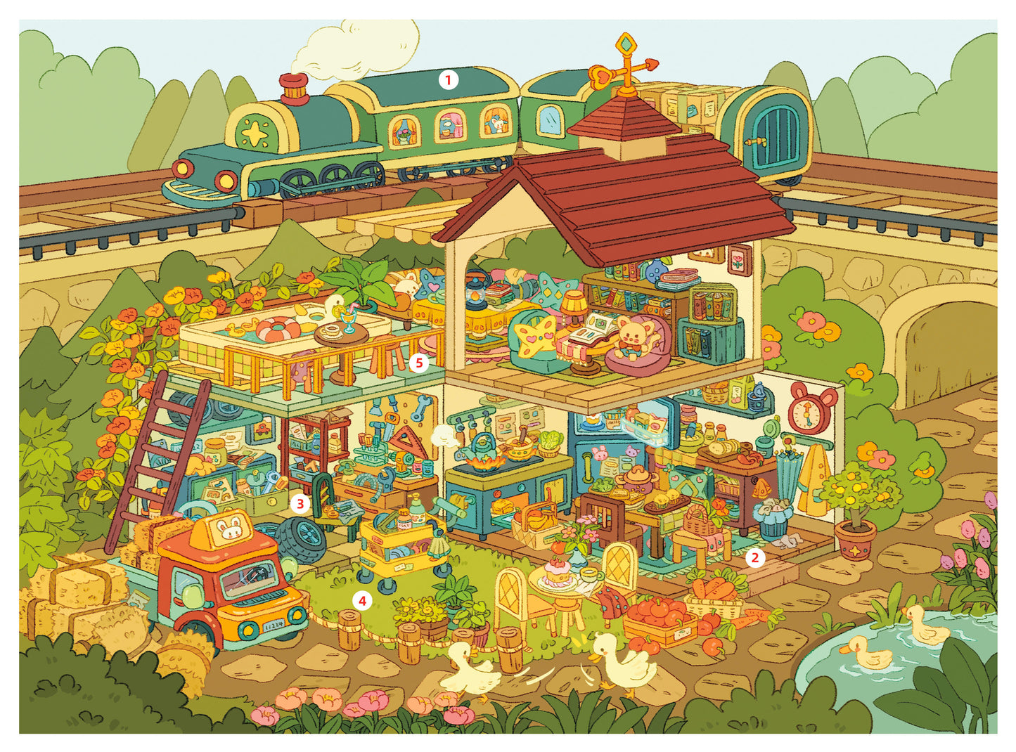 【D7】3D DIY Magic Scene Sticker - 4 Miniature Stickers