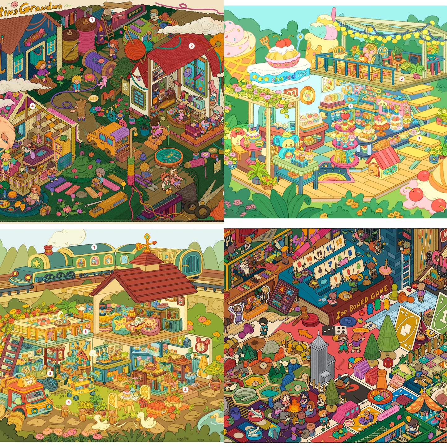 【D7】3D DIY Magic Scene Sticker - 4 Miniature Stickers