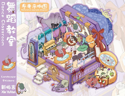 【Dopamine Mild Horror】3D DIY Halloween Scene Sticker - 4 Miniature Stickers (17.7*25cm)