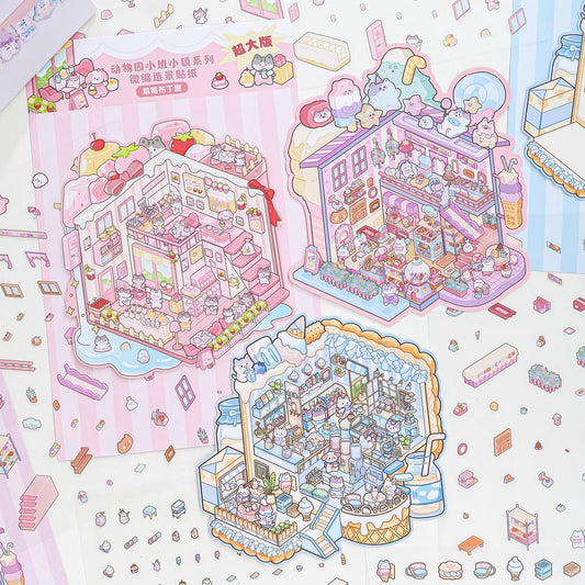 Strawberry Pudding Shop + Sweet Candy Shop + Milk Cold Drink Shop(3 sets big size)