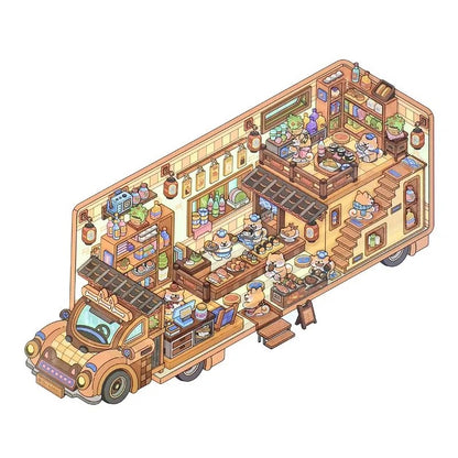 Camper Van Scenery Stickers DIY with Kids -- 4 sets Cute Stickers