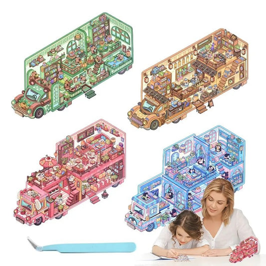 Camper Van Scenery Stickers DIY with Kids -- 4 sets Cute Stickers