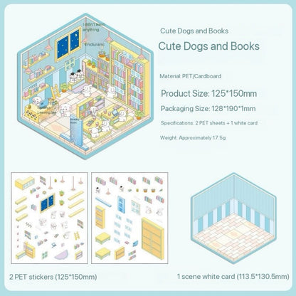 Mini 3D DIY relaxing Fun cute scene Stickers -- 9 sets Mini Beginner Stickers