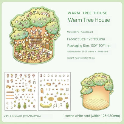Mini 3D DIY relaxing Fun cute scene Stickers -- 9 sets Mini Beginner Stickers