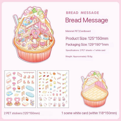 Mini 3D DIY relaxing Fun cute scene Stickers -- 9 sets Mini Beginner Stickers
