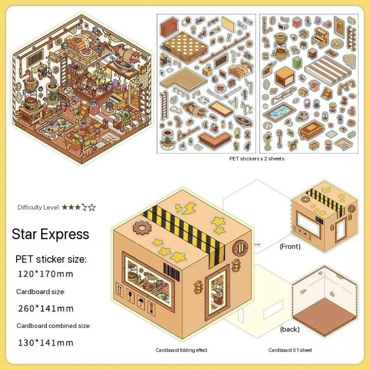 “Open for Business Today” Series 3D DIY Foldable Stickers -- 4 Scene Stixkers