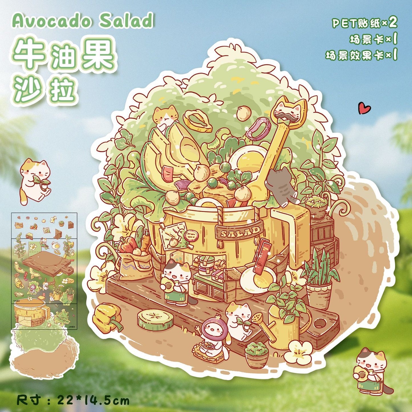 Food House DIY 3D mini relaxing Sticker---4 Cute Scenes