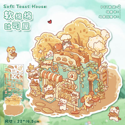 Food House DIY 3D mini relaxing Sticker---4 Cute Scenes