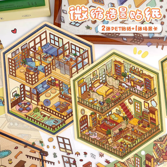 Tidy Room 3D DIY Stickers --- 2 Scene Stickers