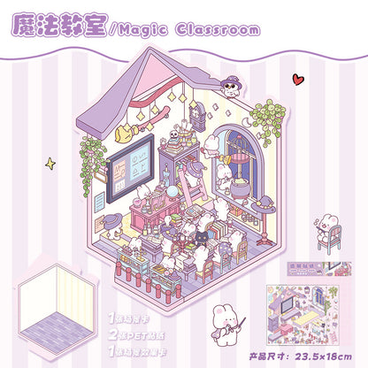 Mixed Pack 3D DIY House stickers -- 6 Miniature Scene Stickers