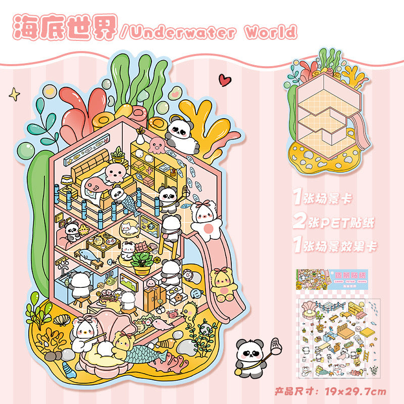 Cute Ocean World 3D DIY stream Sticker -- 2 Magic Scene Stickers