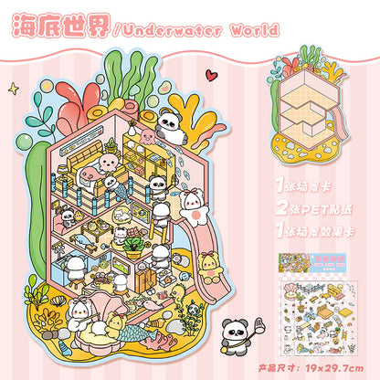 Cute Ocean World 3D DIY stream Sticker -- 2 Magic Scene Stickers