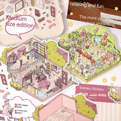 Happy Wedding world DIY 3D Scene Stickers---2 Cute Miniature Scenes