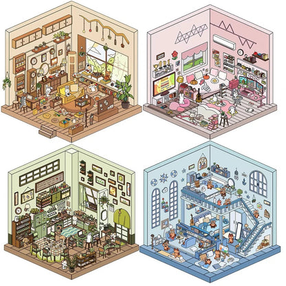 Life Party DIY 3D Relaxing Cilling Time Stickers ------4 sets Scene Stickers