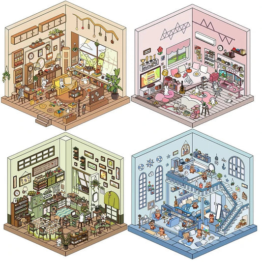 Life Party DIY 3D Relaxing Cilling Time Stickers ------4 sets Scene Stickers