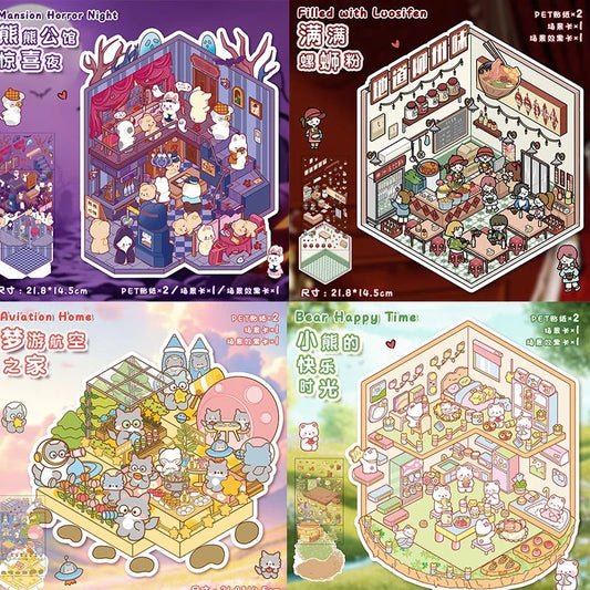 Wonderful Time 3D DIY Sticker -- 4 Scene Stickers