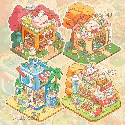Fun Pet Shop 3D DIY Happy Sticker -- 4 Scene Stickers