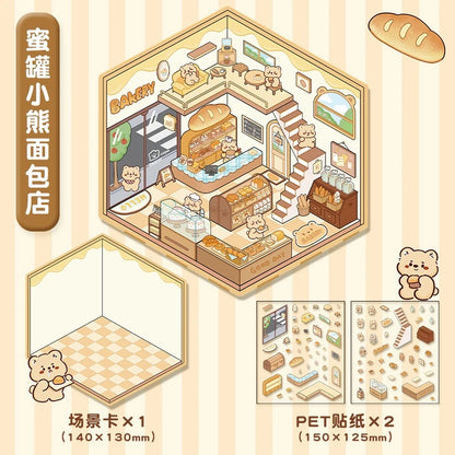 Cute Pet Shop 3D DIY Stickers -- 4 Scene Stickers