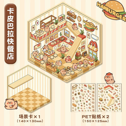 Cute Pet Shop 3D DIY Stickers -- 4 Scene Stickers