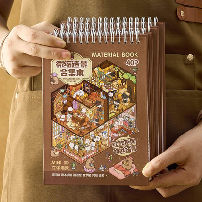 1 Book including 20 Cute Miniature Scenes! Dreamy Town 2.0 Scene Sticker Collection Book 3d sticker Collection– Relaxing Stress-Relief Toy