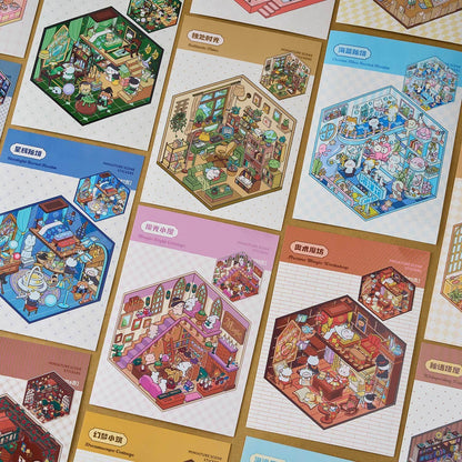 1 Book including 20 Cute Miniature Scenes! Dreamy Town 2.0 Scene Sticker Collection Book 3d sticker Collection– Relaxing Stress-Relief Toy