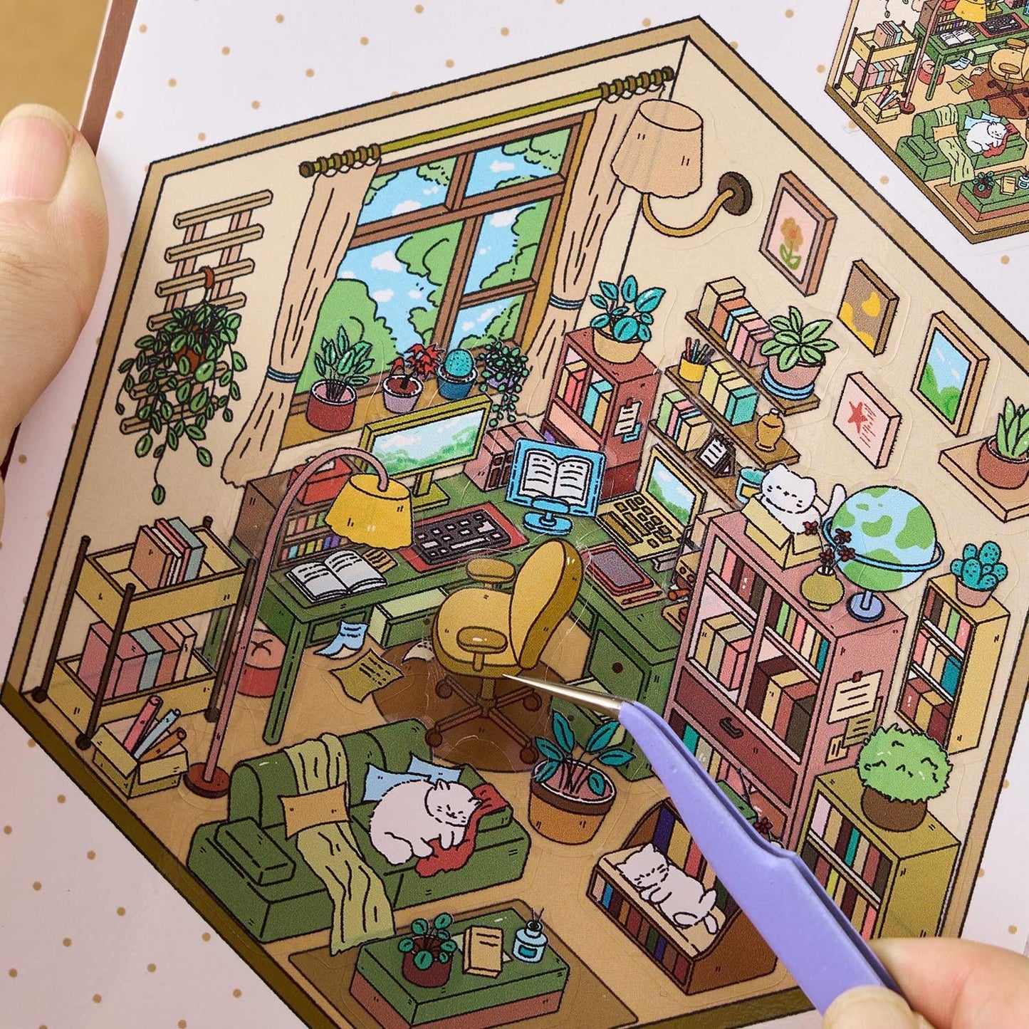 1 Book including 20 Cute Miniature Scenes! Dreamy Town 2.0 Scene Sticker Collection Book 3d sticker Collection– Relaxing Stress-Relief Toy