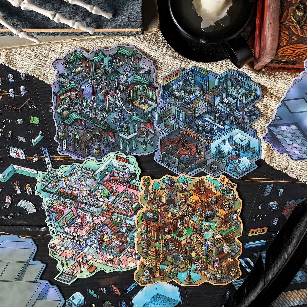 Halloween Horror World 3D DIY Scene Sticker -- 4 sets together