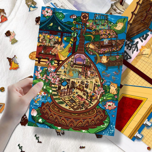 Pipa Wonderland Traditional Chinese Musical Instrument 3D DIY Scene Sticker