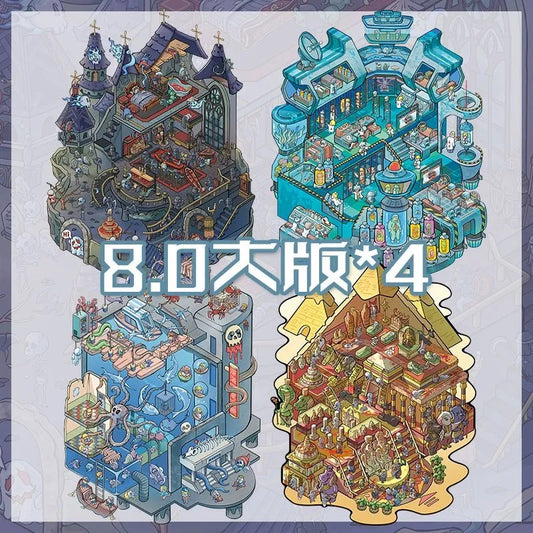 Halloween Horror 3D DIY Miniature Sticker -- 4 Scene Stickers