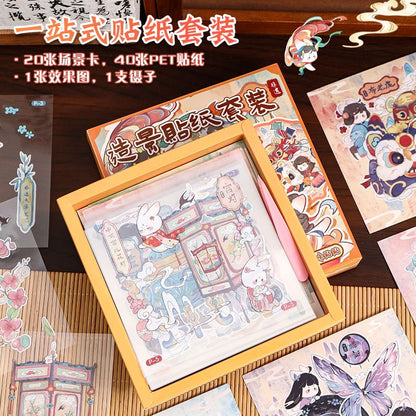 20 Miniature Scenes! Traditional Heritage Chinese-Style Miniature Stickers