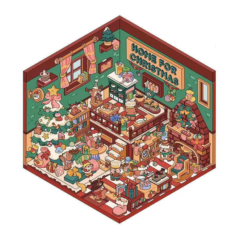 Christmas Party and Gifts 3D DIY Sticker -- 2 Miniature Scene Stickers
