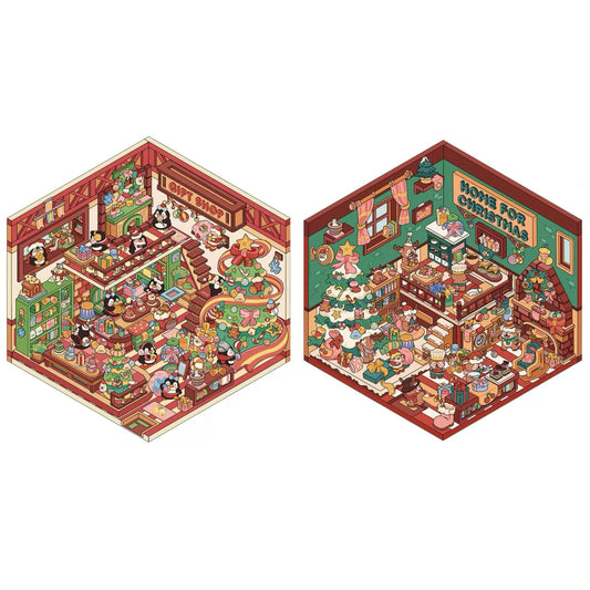 Christmas Party and Gifts 3D DIY Sticker -- 2 Miniature Scene Stickers