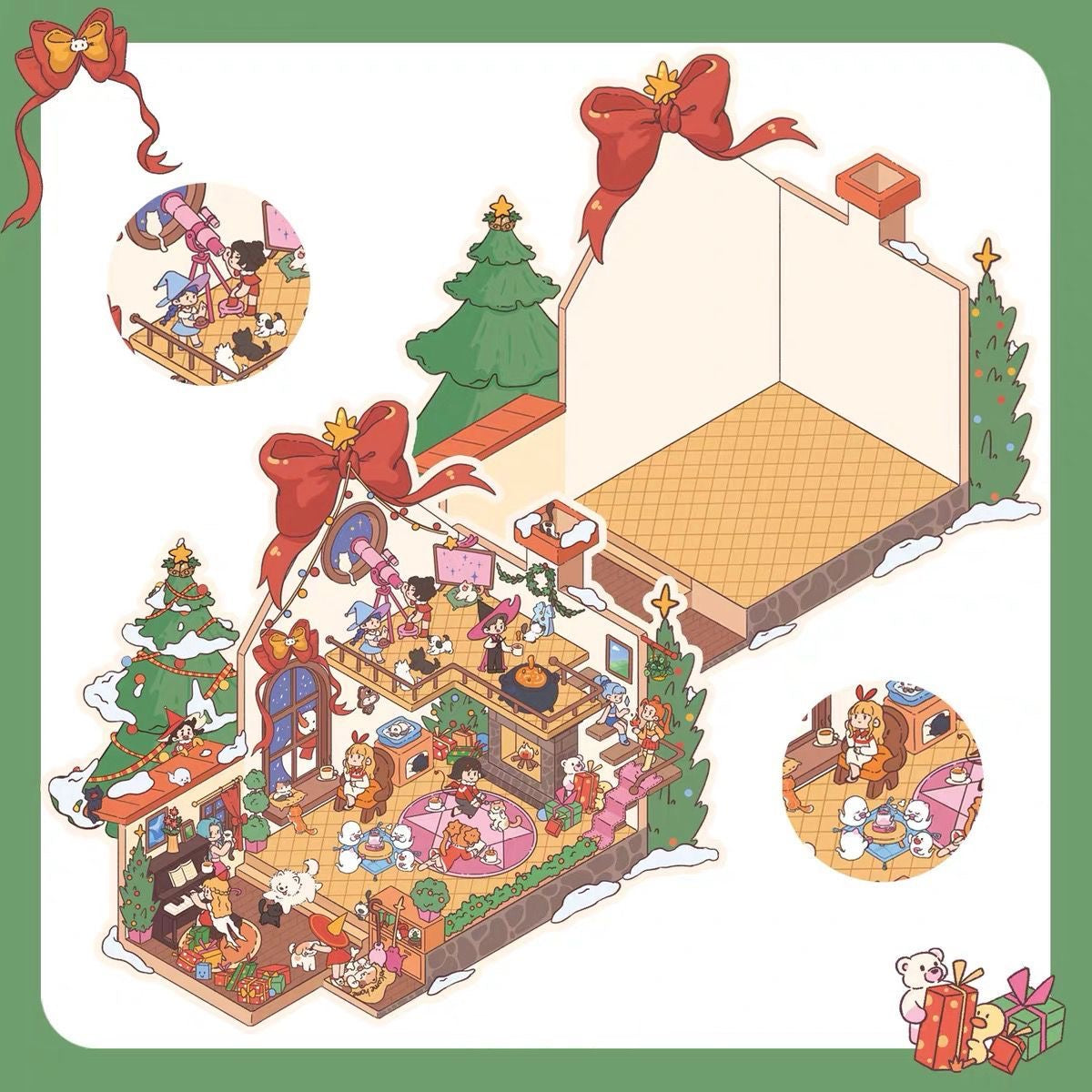 Christmas Witch Party 3D DIY Miniature Sticker