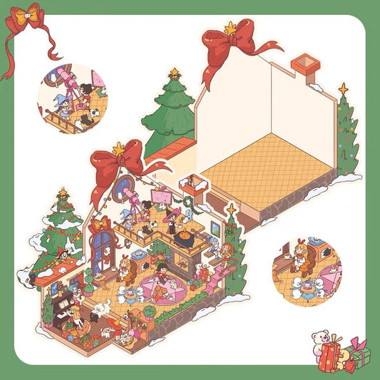 Christmas Witch Party 3D DIY Miniature Sticker