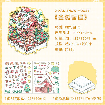 Christmas Eve Series 3D DIY Sticker -- 4 Miniature Stickers