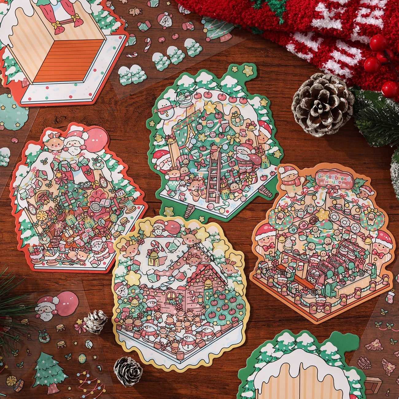 Christmas Eve Series 3D DIY Sticker -- 4 Miniature Stickers