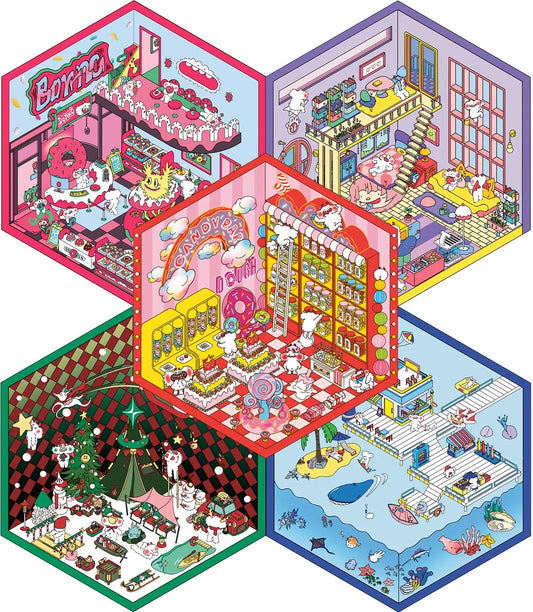 Christmas Trickster Series DIY 3D Miniature Sticker -- 4 Scene Stickers
