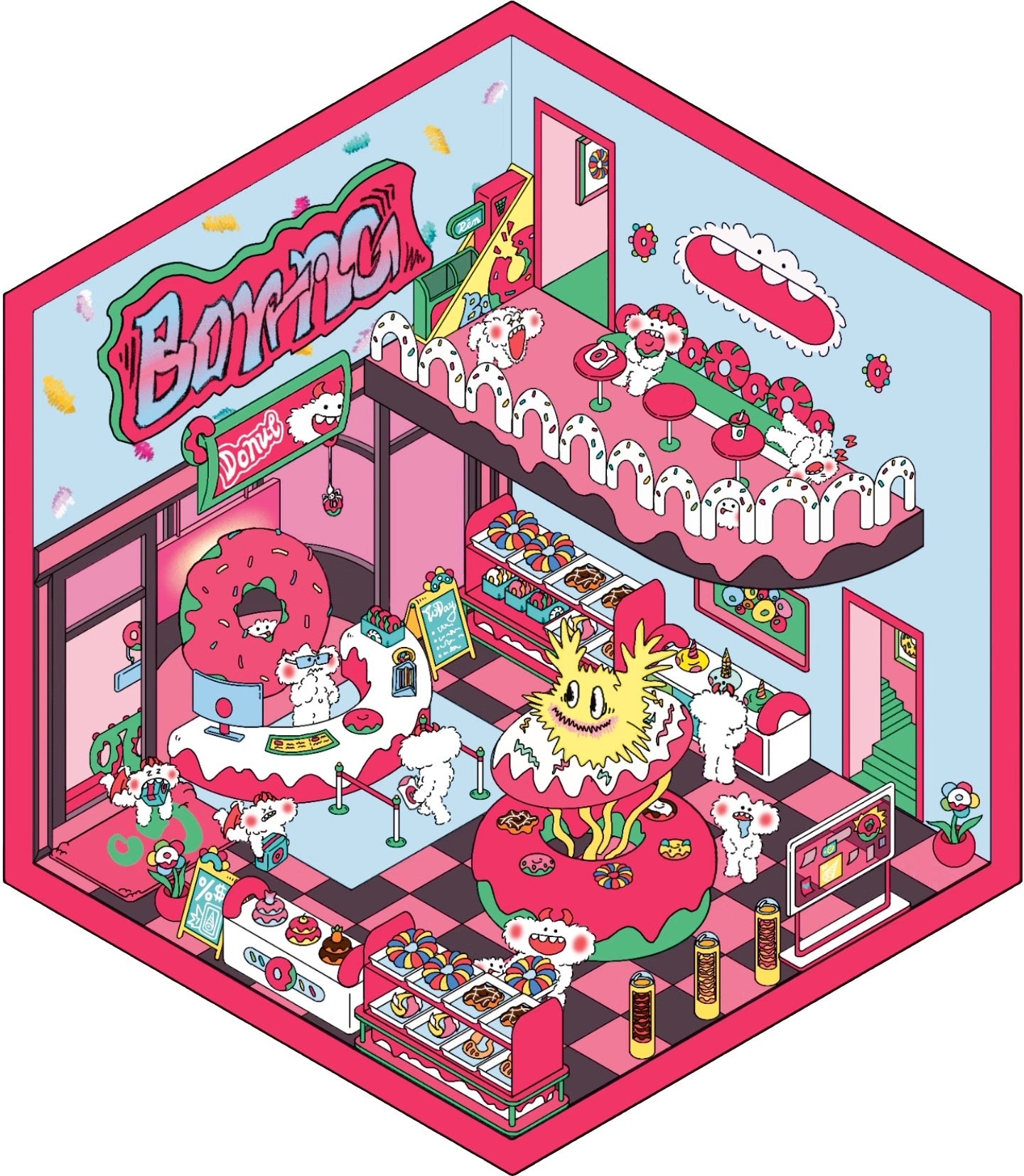 Christmas Trickster Series DIY 3D Miniature Sticker -- 4 Scene Stickers