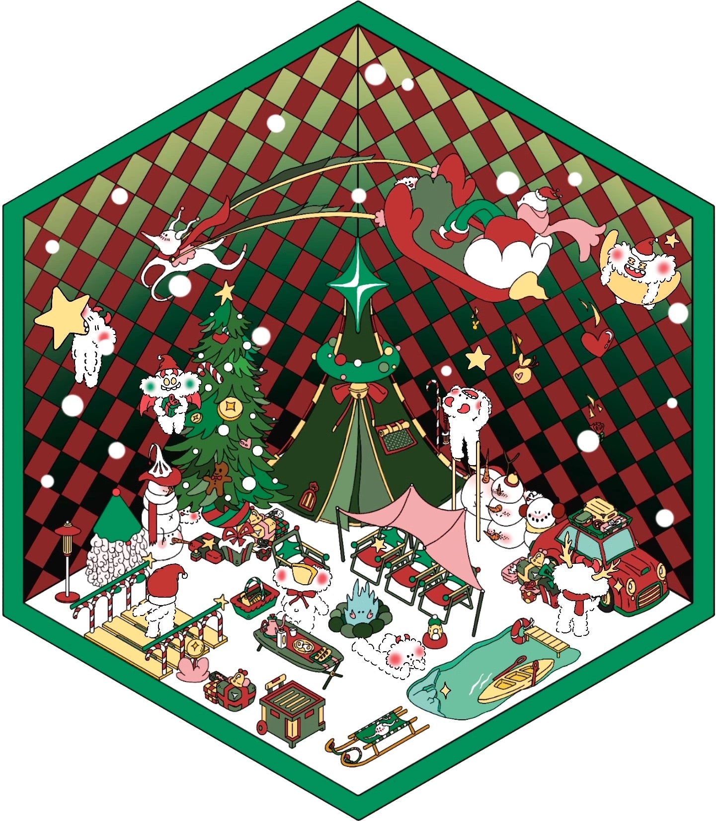 Christmas Trickster Series DIY 3D Miniature Sticker -- 4 Scene Stickers