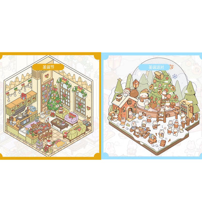 Christmas Party Preparation 3D DIY Miniature Stickers -- 2 Scene Stickers