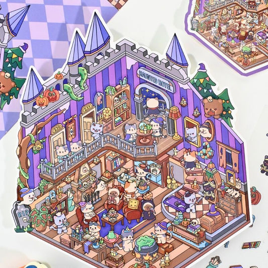 Halloween Hotel 3D DIY Miniature Scene Sticker