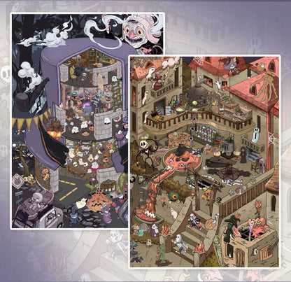 Magic Spooky Night Carnival DIY 3D Sticker Halloween Horror -- 2 Scene Stickers