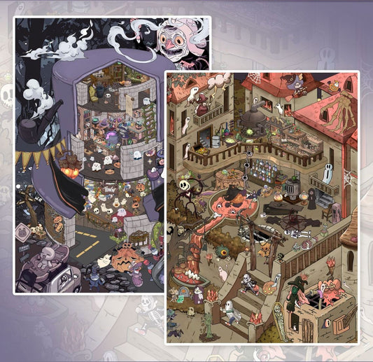 Magic Spooky Night Carnival DIY 3D Sticker Halloween Horror -- 2 Scene Stickers
