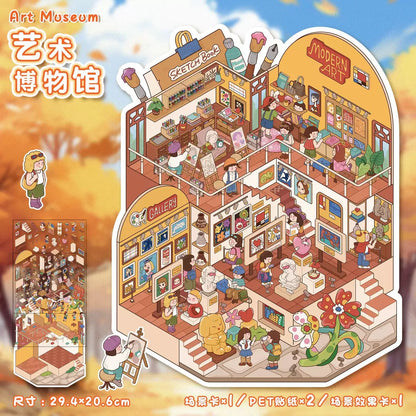 Lifestyle Series Large Size 3D DIY Miniature Sticker -- 2 Scene Stickers