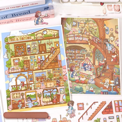 Childhood Dream Large Size 3D DIY Miniature Sticker -- 2 Scene Stickers